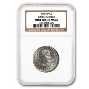 1979 SBA Dollar MS-63 NGC (Broadstruck Mint Error) 1979 SBA Dollar MS-63 NGC (Broadstruck Mint Error)