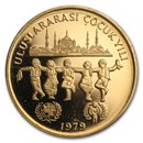 1979 Turkey Gold 10,000 Lira UNICEF and IYC Proof