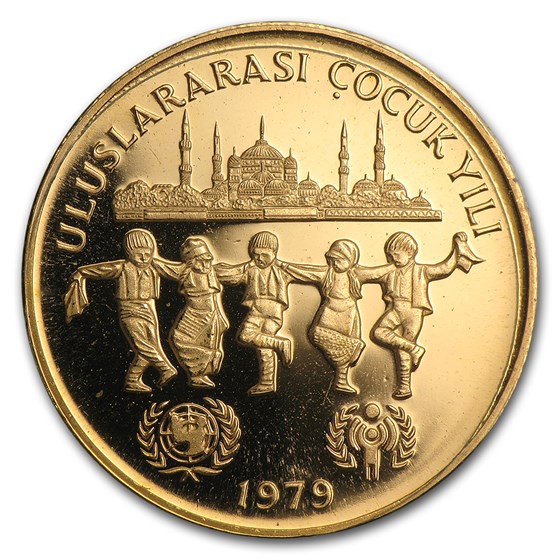 1979 Turkey Gold 10,000 Lira UNICEF and IYC Proof 1979 Turkey Gold 10,000 Lira UNICEF and IYC Proof