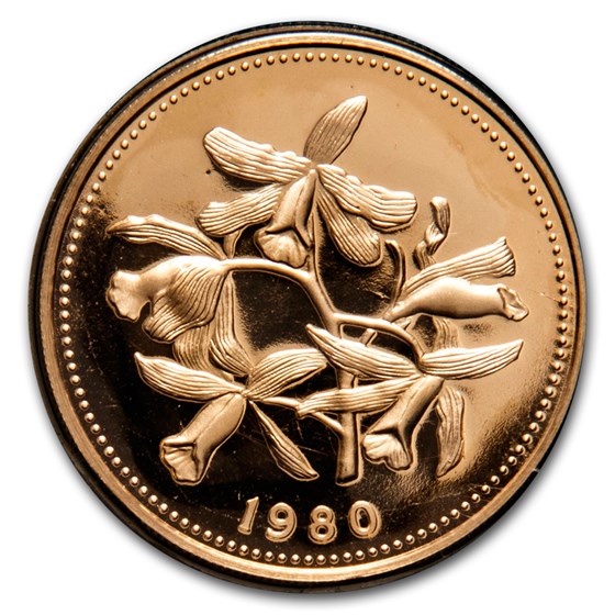 1980 Belize Gold 100 Dollars Orchids Proof 1980 Belize Gold 100 Dollars Orchids Proof