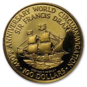 Buy 1980 British Virgin Islands Proof Gold $100 Sir Francis Drake