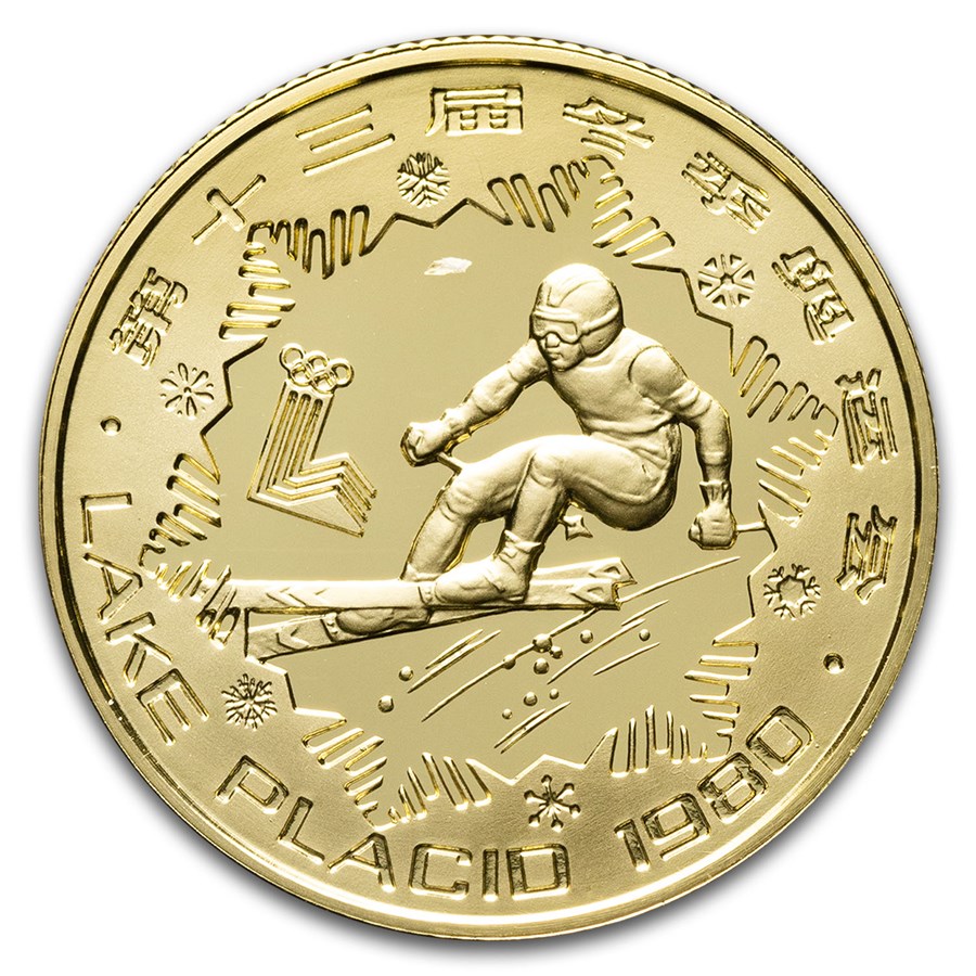 1980 China Gold 250 Yuan Olympic Alpine Skiing Proof
