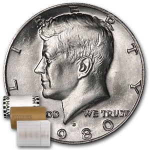 1980-D Kennedy Half Dollar 20-Coin Roll BU 1980-D Kennedy Half Dollar 20-Coin Roll BU