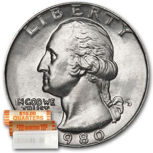 1980-D Washington Quarter 40-Coin Roll BU 1980-D Washington Quarter 40-Coin Roll BU