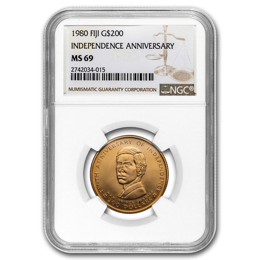 Buy 1980 Fiji Gold $200 Prince Charles MS-69 NGC | APMEX