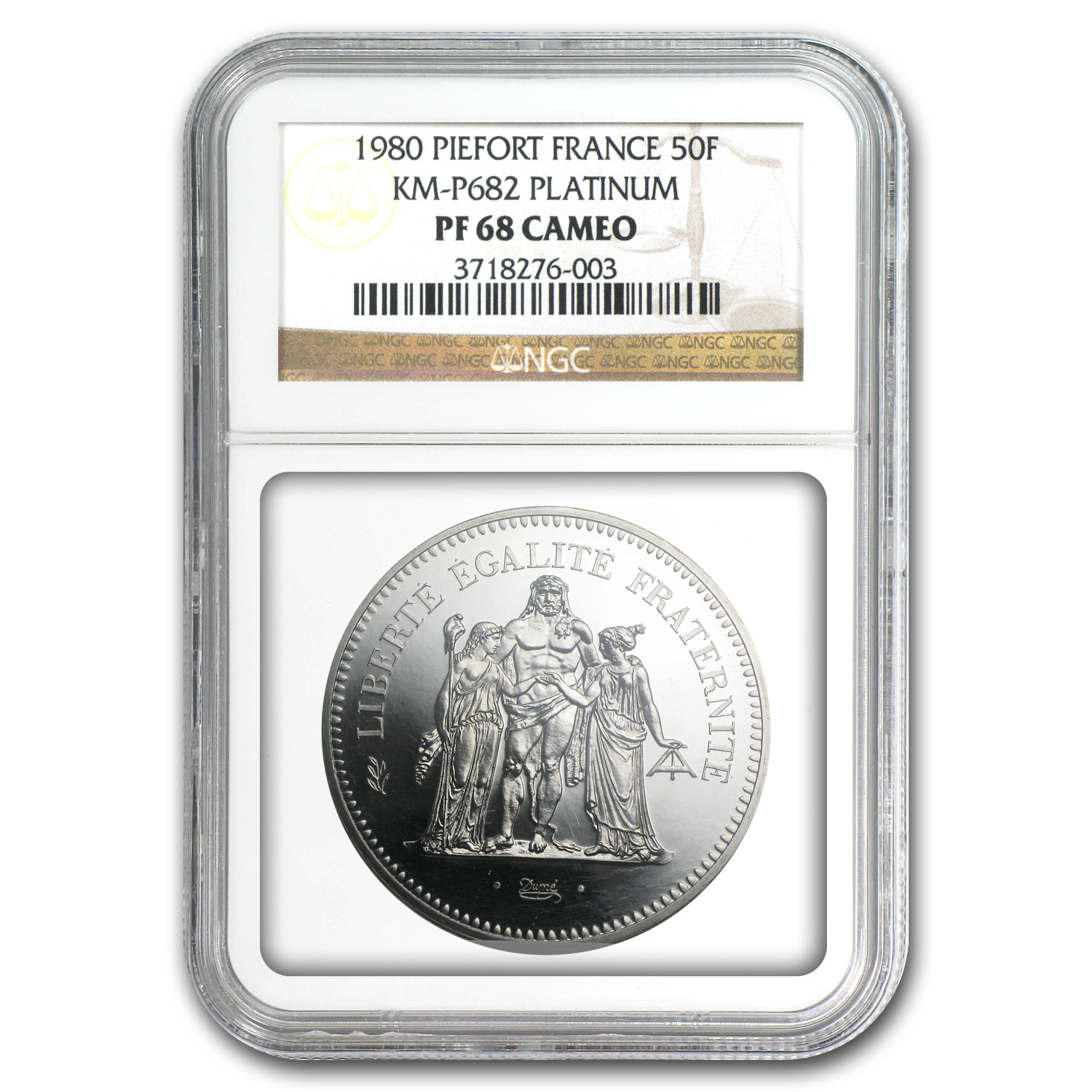 Buy 1980 France Platinum Piedfort 50 Francs Hercules & Maidens PF