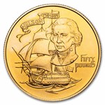 1980 Gibraltar Gold 50 Pounds Admiral Nelson BU