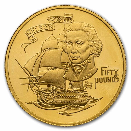 1980 Gibraltar Proof Gold 50 Pounds Admiral Nelson