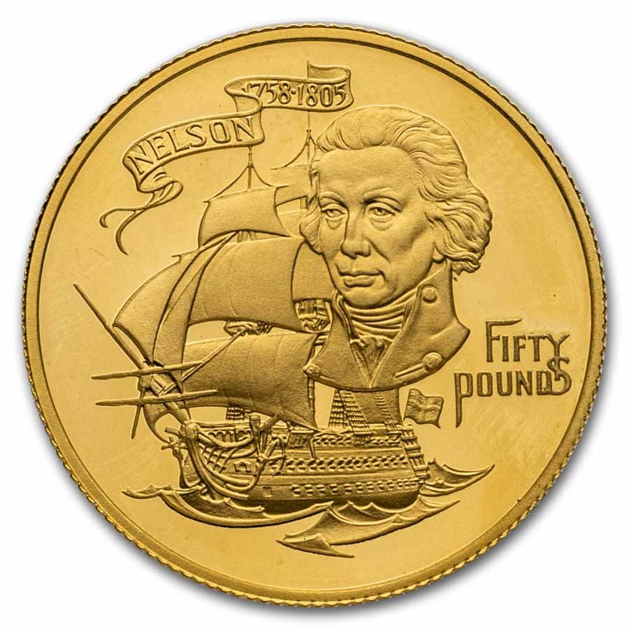 1980 Gibraltar Proof Gold 50 Pounds Admiral Nelson