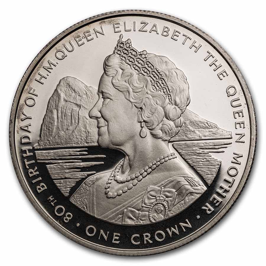 Buy 1980 Gibraltar Silver 1 Crown 80th Birthday of Queen Mother