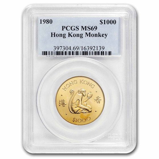 1980 Hong Kong Gold $1000 Year of the Monkey MS-69 PCGS 1980 Hong Kong Gold $1000 Year of the Monkey MS-69 PCGS