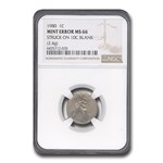 1980 Lincoln Cent MS-66 NGC (Struck 10¢ Blank, 2.4g)