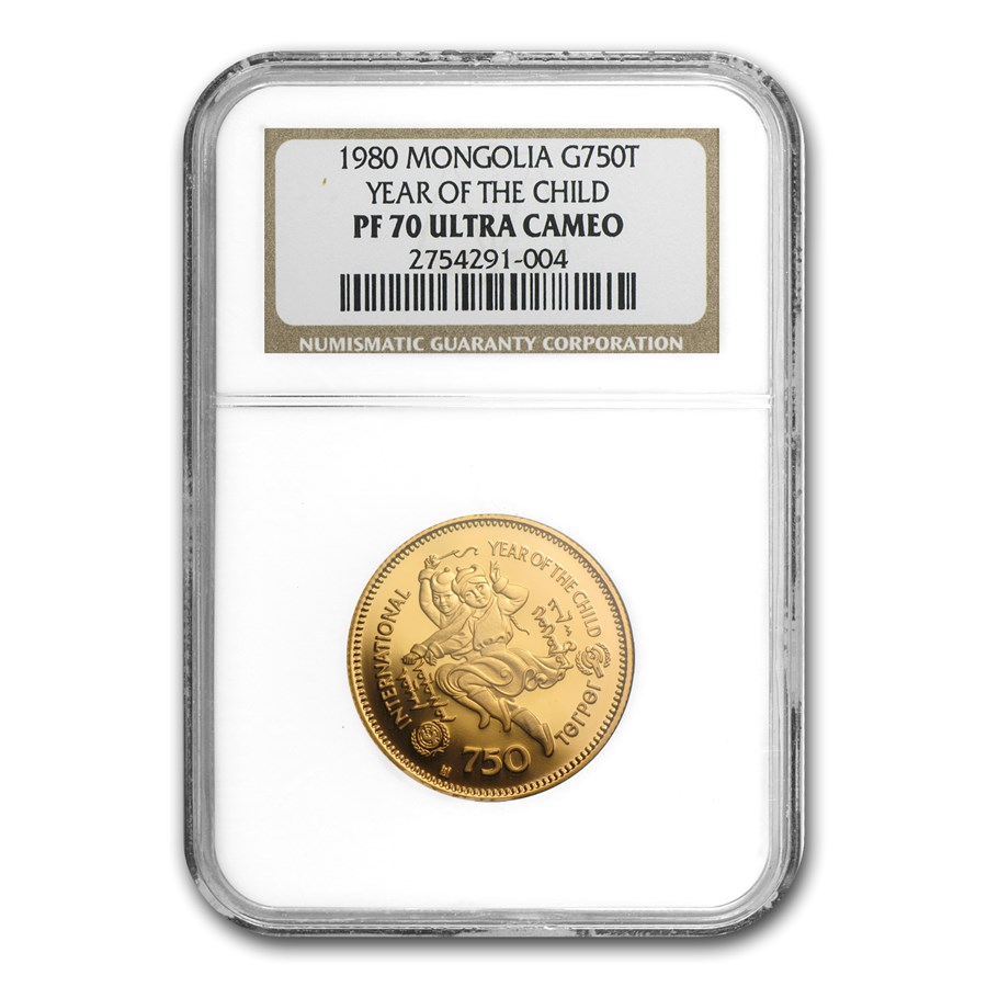 1980 Mongolia Proof Gold 750 Tugrik Year of Child PF-70 NGC
