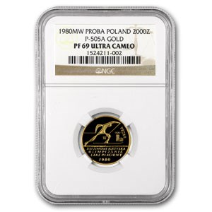 1980-MW Poland Prf Gold 2000 Zlotych Olympic Proba PF-69 NGC 1980-MW Poland Prf Gold 2000 Zlotych Olympic Proba PF-69 NGC