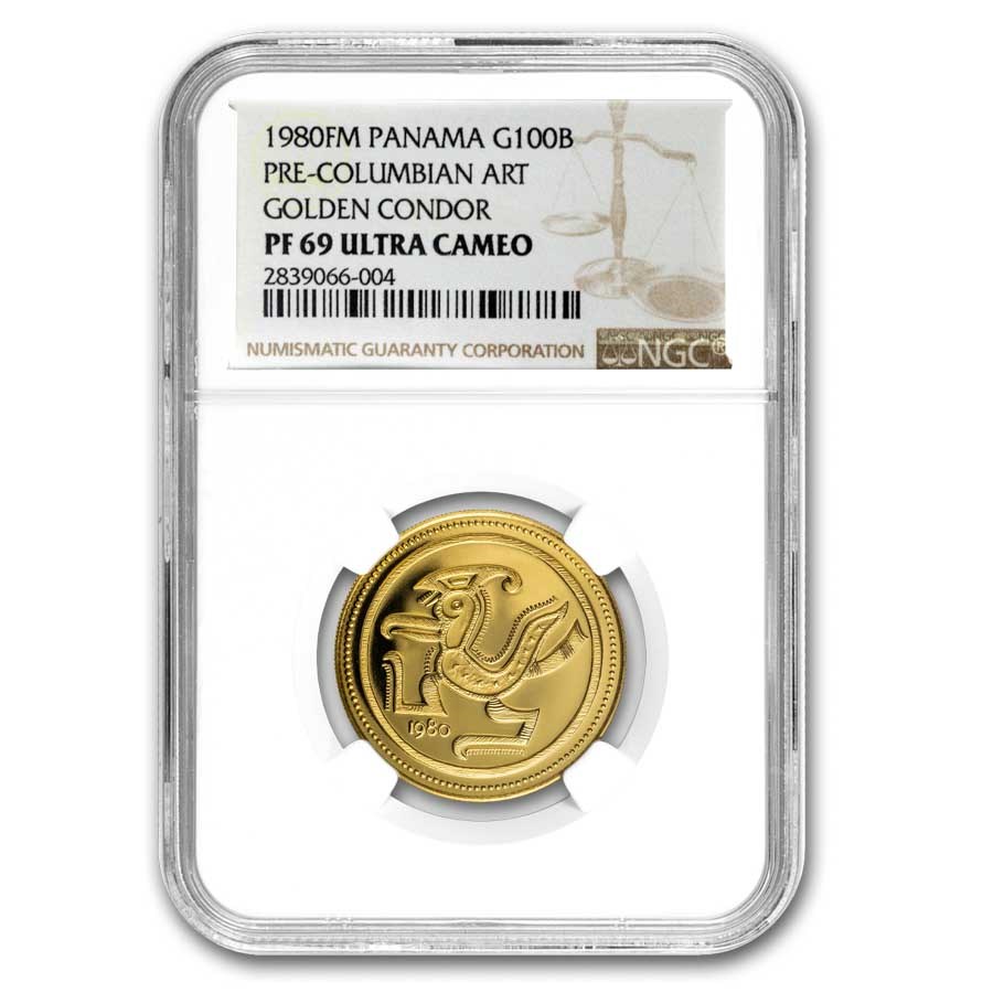1980 Panama Gold 100 Balboas Pre-Columbian Art Condor PF-69 NGC