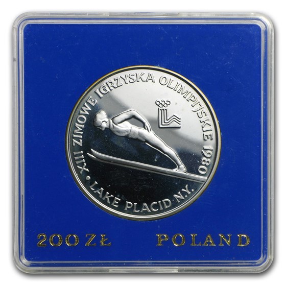 Buy 1980 Poland Silver 200 Zlotych Lake Placid Olympics Prf (w/Torch