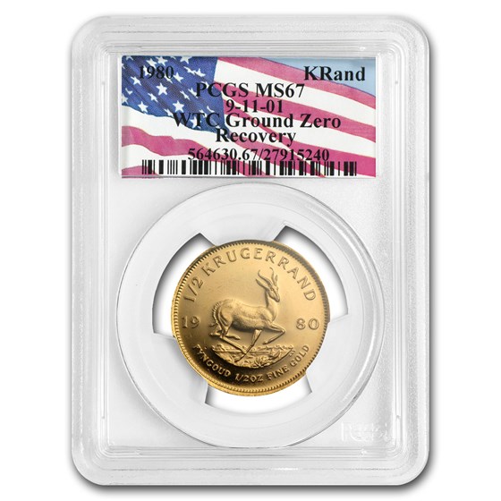 1980 South Africa 1/2 oz Gold Krugerrand MS-67 PCGS (WTC) 1980 South Africa 1/2 oz Gold Krugerrand MS-67 PCGS (WTC)