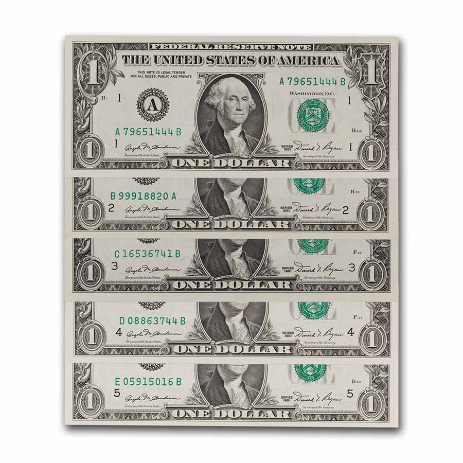1981 $1.00 FRN CU (FR#1911) 12 District set