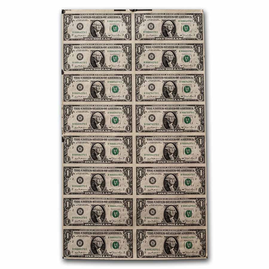 1981 (B-New York) $1.00 FRN CU (Fr#1911-B) 16 Note Uncut Sheet