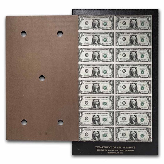 1981 (B-New York) $1 FRN CU (Fr#1911-B) BEP 16 Note Uncut Sheet