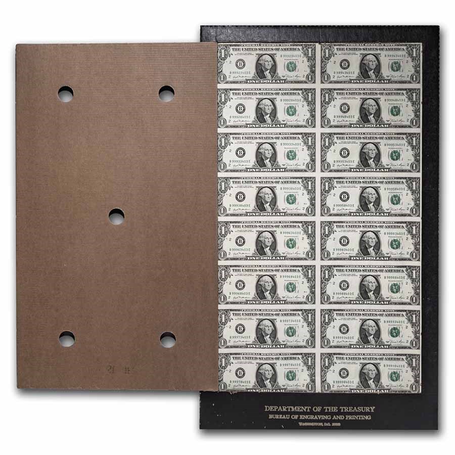 1981 (B-New York) $1 FRN CU (Fr#1911-B) BEP 16 Note Uncut Sheet