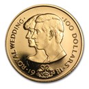1981 Bahamas Proof Gold 100 Dollars Charles & Diana