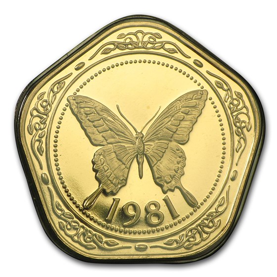 1981 Belize Proof Gold 100 Dollars Yellow Swallowtail Butterfly 1981 Belize Proof Gold 100 Dollars Yellow Swallowtail Butterfly