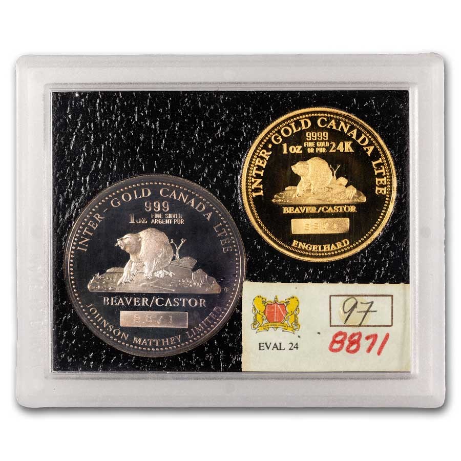 1981 Canada Gold/Silver Engelhard & JM Beaver-Castor Medal Set