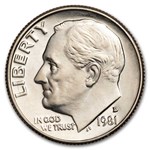1981-D Roosevelt Dime 50-Coin Roll BU