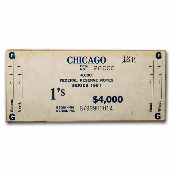 1981 (G-Chicago) $1 FRN CU (Fr#1911-G, 1st & Last Brick w/Label) 1981 (G-Chicago) $1 FRN CU (Fr#1911-G, 1st & Last Brick w/Label)