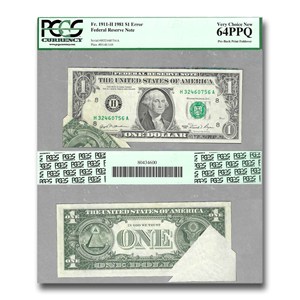 Buy 1981 (H-St. Louis) $1 FRN CU-64 PPQ PCGS Pre-Back Print Foldover ...
