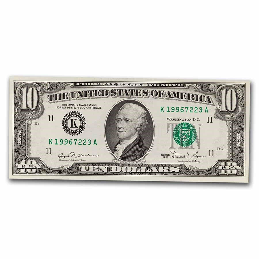1981 (K-Dallas) $10 FRN CU (Fr#2025-K)