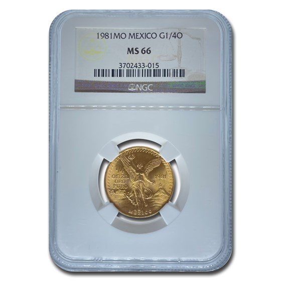 1981 Mexico 1/4 oz Gold Libertad MS-66 NGC 1981 Mexico 1/4 oz Gold Libertad MS-66 NGC