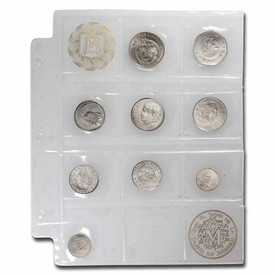 1981 Mexico 20 Centavos-20 Pesos 9-Coin Mint Set 1981 Mexico 20 Centavos-20 Pesos 9-Coin Mint Set