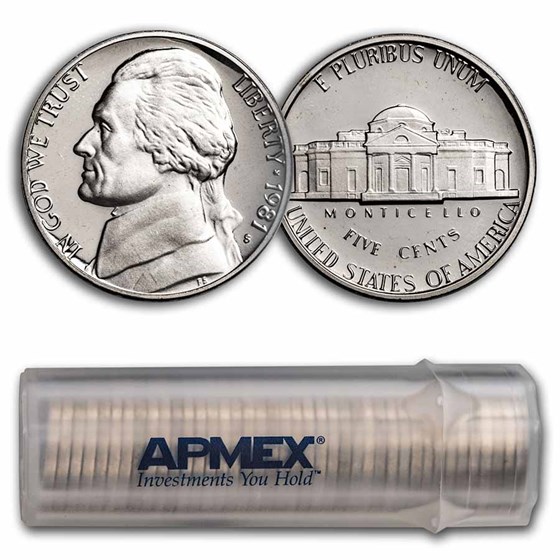 1981-S Jefferson Nickel Type-I 40-Coin Roll Proof 1981-S Jefferson Nickel Type-I 40-Coin Roll Proof