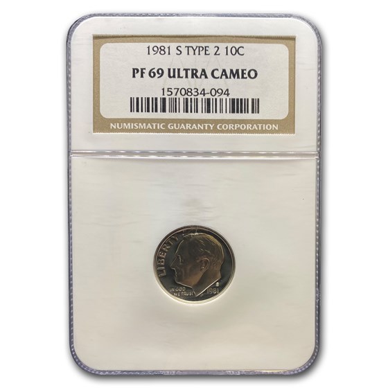 1981-S Roosevelt Dime Type-II PF-69 UCAM NGC 1981-S Roosevelt Dime Type-II PF-69 UCAM NGC