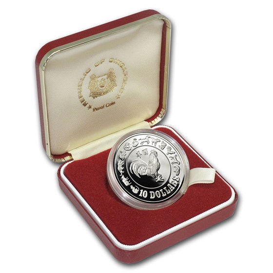 1981 Singapore Silver $10 Rooster Proof 1981 Singapore Silver $10 Rooster Proof