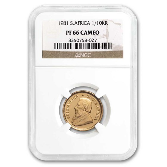 1981 South Africa 1/10 oz Gold Krugerrand PF-66 Cameo NGC 1981 South Africa 1/10 oz Gold Krugerrand PF-66 Cameo NGC