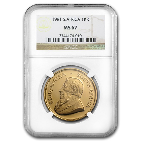 1981 South Africa 1 oz Gold Krugerrand MS-67 NGC 1981 South Africa 1 oz Gold Krugerrand MS-67 NGC