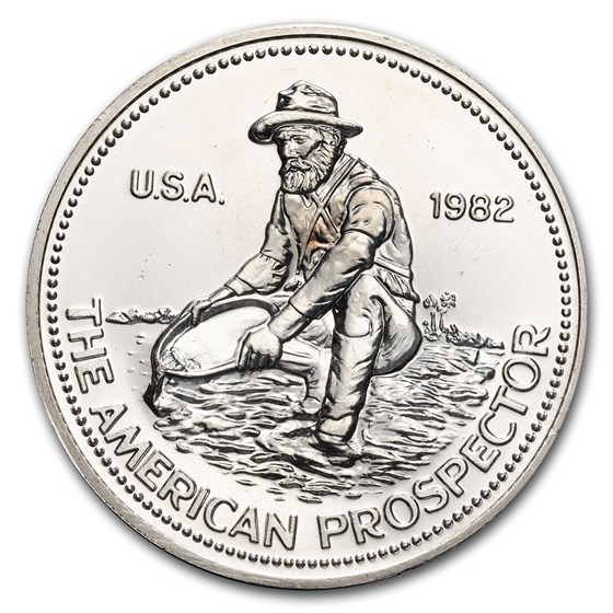 1982 1 oz Silver Round - Engelhard Prospector ("E" Logo Reverse) 1982 1 oz Silver Round - Engelhard Prospector ("E" Logo Reverse)