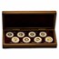 1982-1988 China 8-Coin Gold Panda Set BU (with Box)
