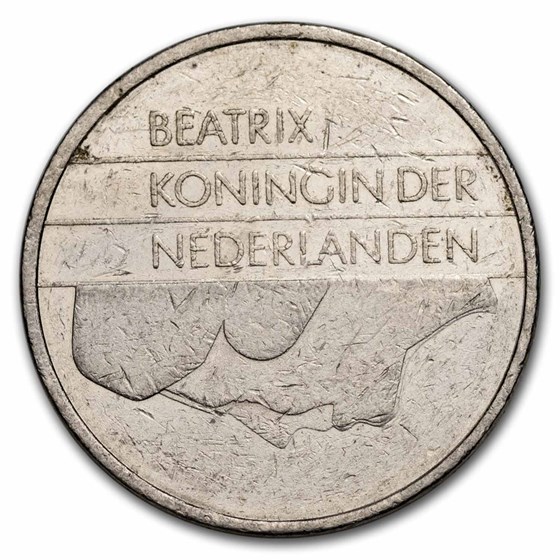 1982-2001 Netherlands Nickel 1 Gulden Beatrix Avg Circ 1982-2001 Netherlands Nickel 1 Gulden Beatrix Avg Circ