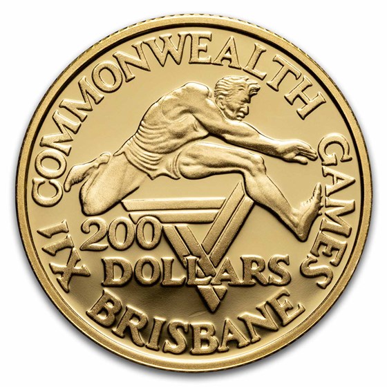 1982 Australia Gold $200 Commonwealth Games BU/Proof