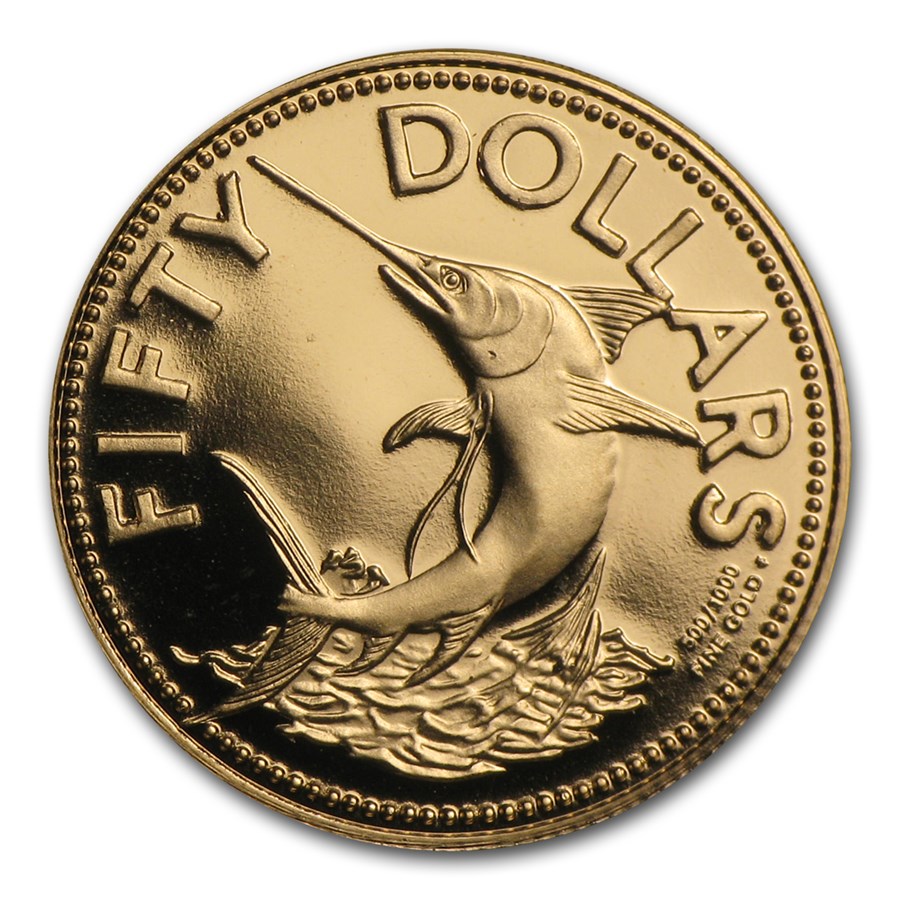 Buy 1982 Bahamas Proof Gold 50 Dollars Marlin APMEX