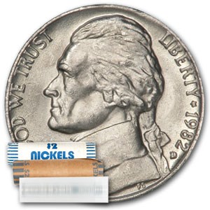 1982-D Jefferson Nickel 40-Coin Roll BU 1982-D Jefferson Nickel 40-Coin Roll BU