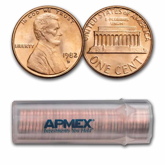 1982-D Lincoln Cent 50-Coin Roll BU (Large Date-Zinc)