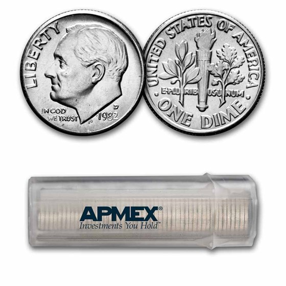 1982-D Roosevelt Dime 50-Coin Roll BU 1982-D Roosevelt Dime 50-Coin Roll BU