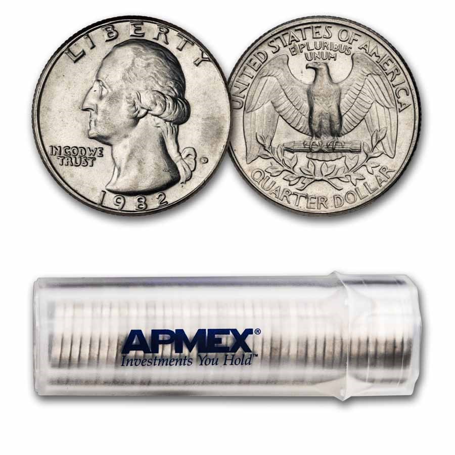 1982-D Washington Quarter 40-Coin Roll BU