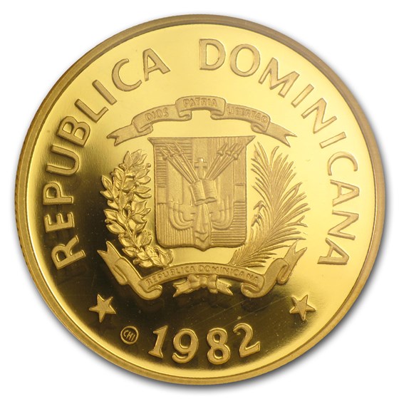 Buy 1982 Dominican Republic Gold 200 Pesos Children PF69 NGC APMEX