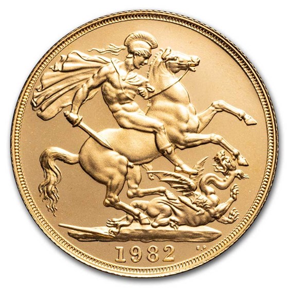 1982 Great Britain Gold £2 Double Sovereign Elizabeth II Proof 1982 Great Britain Gold £2 Double Sovereign Elizabeth II Proof